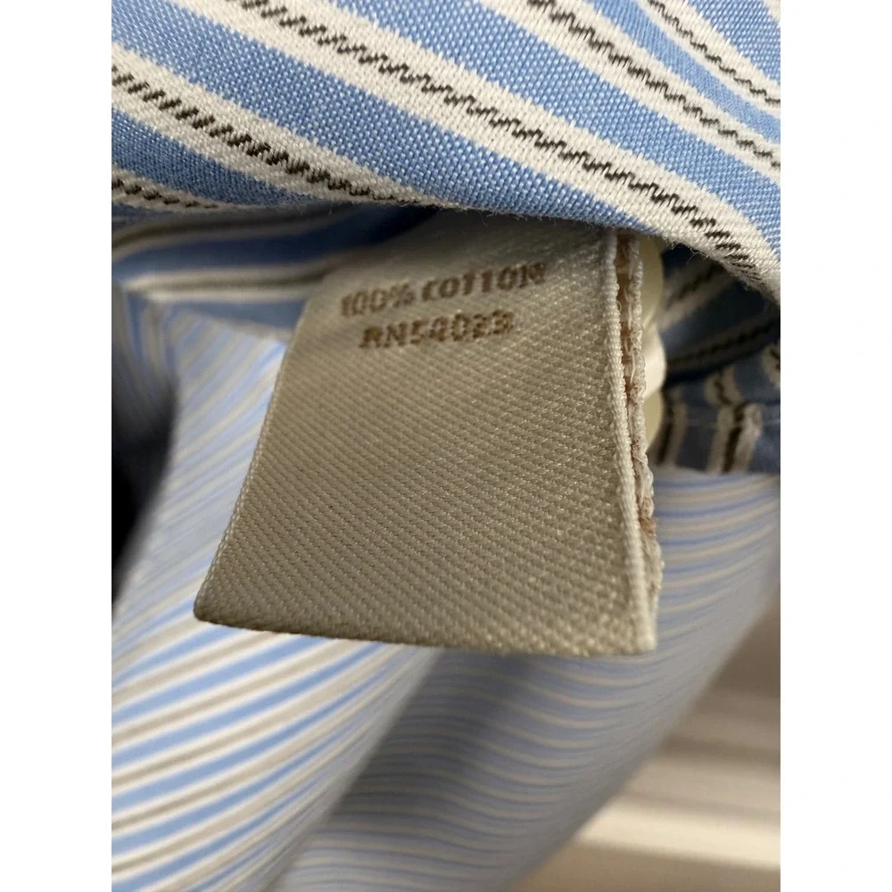 Banana Republic Mens Slim Fit Button Down‎ Shirt Blue White Striped Cotton L